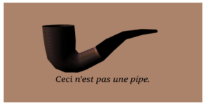 A 3D model of a pipe, with the text “Ceci n’est pas une pipe” under it.